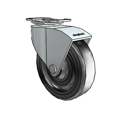 Monarch Top Plate Zinc Swivel Caster with 3 x .8125 Black Soft Rubber Wheel