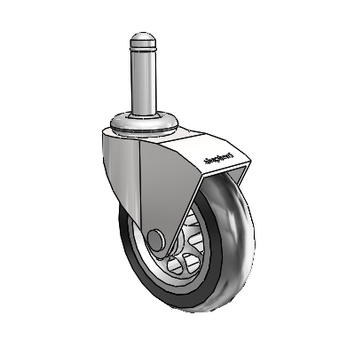 Monarch Grip Ring Bright Chrome Swivel Caster with 3 x .8125 Black No-Matic Rubber Wheel