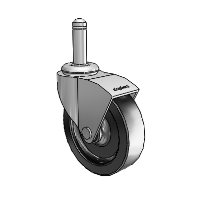 Monarch Grip Ring Polished Nickel Swivel Caster with 3 x .8125 Black Polyolefin Wheel