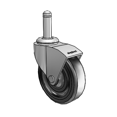 Monarch Grip Ring Polished Nickel Swivel Caster with 3 x .8125 Black Hard Rubber Wheel