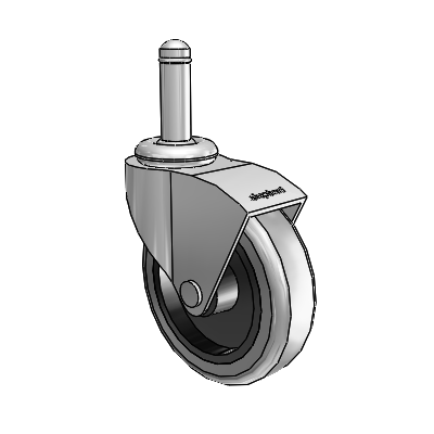 Monarch Grip Ring Polished Nickel Swivel Caster with 3 x .8125 Grey Thermoplastic Rubber Wheel