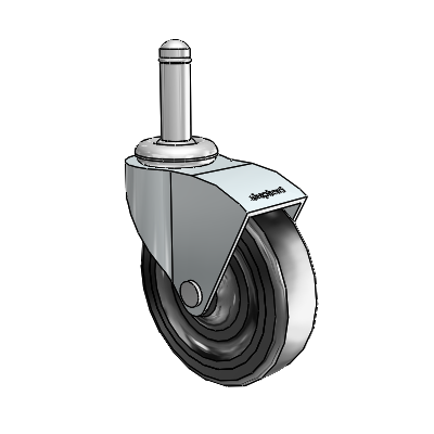 Monarch Grip Ring Zinc Swivel Caster with 3 x .8125 Black Hard Rubber Wheel