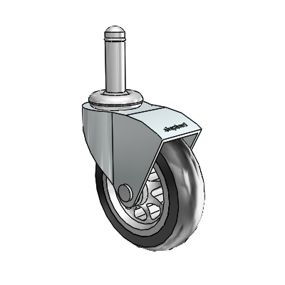 Monarch Grip Ring Zinc Swivel Caster with 3 x .8125 Black No-Matic Rubber Wheel