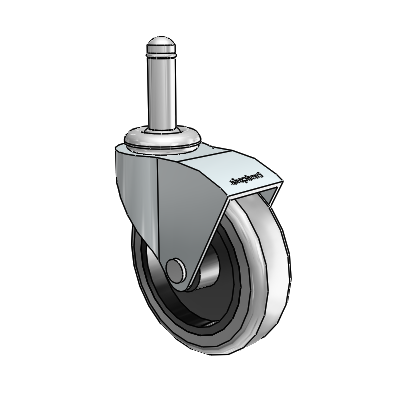 Monarch Grip Ring Zinc Swivel Caster with 3 x .8125 Grey Thermoplastic Rubber Wheel