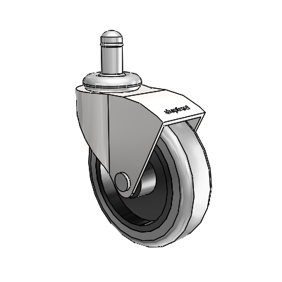 Monarch Grip Ring Bright Chrome Swivel Caster with 3 x .8125 Grey Thermoplastic Rubber Wheel