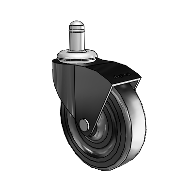 Monarch Grip Ring Black Oxide Swivel Caster with 3 x .8125 Black Hard Rubber Wheel