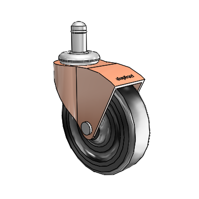 Monarch Grip Ring Copper Oxide Swivel Caster with 3 x .8125 Black Soft Rubber Wheel