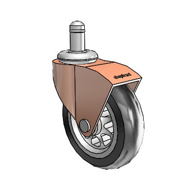 Monarch Grip Ring Copper Oxide Swivel Caster with 3 x .8125 Black No-Matic Rubber Wheel