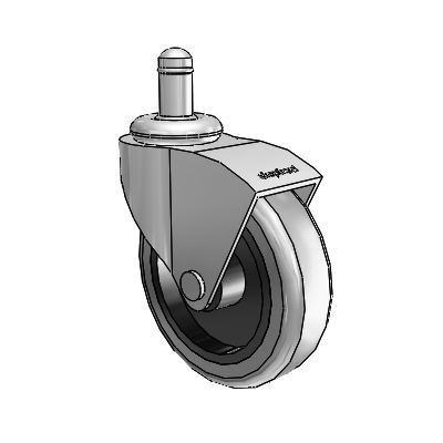 Monarch Grip Ring Polished Nickel Swivel Caster with 3 x .8125 Grey Thermoplastic Rubber Wheel