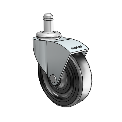 Monarch Grip Ring Zinc Swivel Caster with 3 x .8125 Black Hard Rubber Wheel
