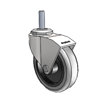 Monarch Threaded Stem Bright Chrome Swivel Caster with 3 x .8125 Grey Thermoplastic Rubber Wheel