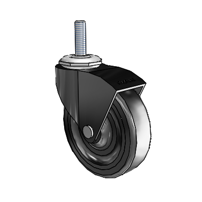 Monarch Threaded Stem Black Oxide Swivel Caster with 3 x .8125 Black Hard Rubber Wheel