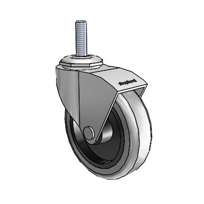 Monarch Threaded Stem Polished Nickel Swivel Caster with 3 x .8125 Grey Thermoplastic Rubber Wheel