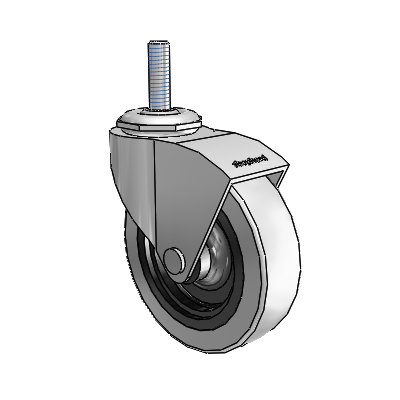 Monarch Threaded Stem Polished Nickel Swivel Caster with 3 x .8125 Grey Thermoplastic Urethane Wheel