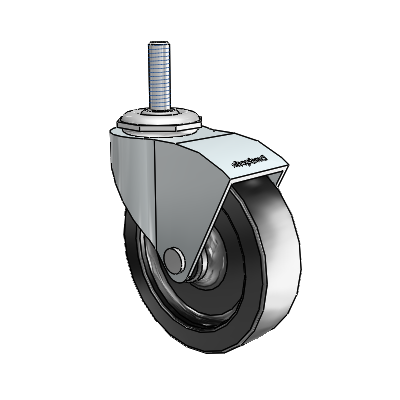 Monarch Threaded Stem Zinc Swivel Caster with 3 x .8125 Black Polyolefin Wheel