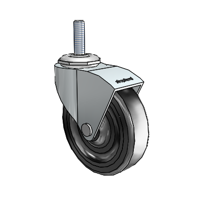 Monarch Threaded Stem Zinc Swivel Caster with 3 x .8125 Black Hard Rubber Wheel