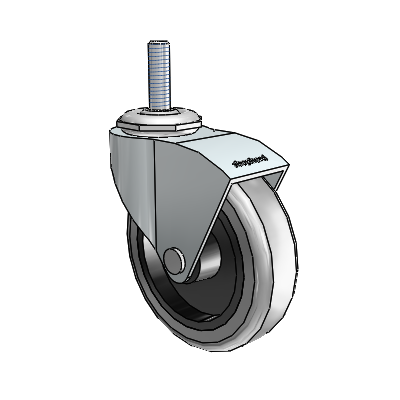 Monarch Threaded Stem Zinc Swivel Caster with 3 x .8125 Grey Thermoplastic Rubber Wheel