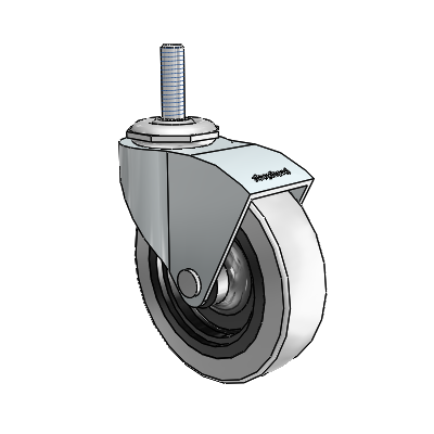 Roulette pivotante Monarch à tige filetée en zinc, équipée de 3 roues en uréthane thermoplastique gris de 0,8125