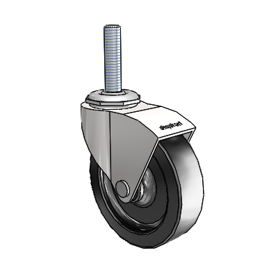 Monarch Threaded Stem Bright Chrome Swivel Caster with 3 x .8125 Black Polyolefin Wheel