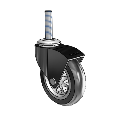 Monarch Threaded Stem Black Oxide Swivel Caster with 3 x .8125 Black No-Matic Rubber Wheel