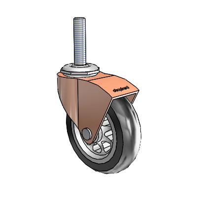 Monarch Threaded Stem Copper Oxide Swivel Caster with 3 x .8125 Black No-Matic Rubber Wheel