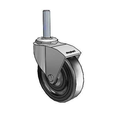 Monarch Threaded Stem Polished Nickel Swivel Caster with 3 x .8125 Black Soft Rubber Wheel