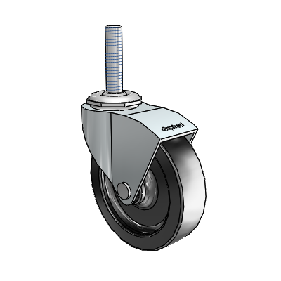 Monarch Threaded Stem Zinc Swivel Caster with 3 x .8125 Black Polyolefin Wheel
