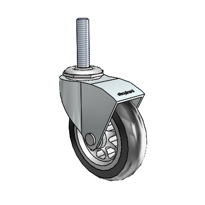 Monarch Threaded Stem Zinc Swivel Caster with 3 x .8125 Black No-Matic Rubber Wheel