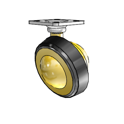 Top Plate Bright Brass Swivel Ball Caster with 2.25 Wheel