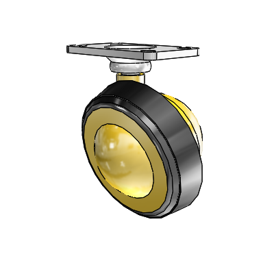 Top Plate Bright Brass Swivel Ball Caster with 2.25 Wheel