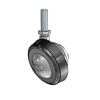 Threaded Stem Satin Chrome Swivel Ball Caster with 2.25 Wheel
