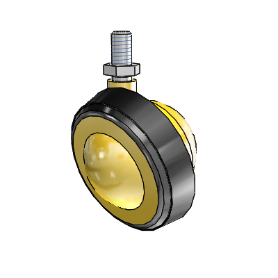 Threaded Stem Bright Brass Swivel Ball Caster with 2.25 Wheel