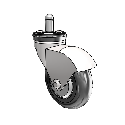 Omega Grip Ring Bright Chrome Swivel Caster with 3 x .9375 Black MonoTech Wheel