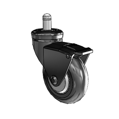 Omega Grip Ring Black Swivel Caster with 3 x .9375 Black MonoTech Wheel and Tread Lock Brake