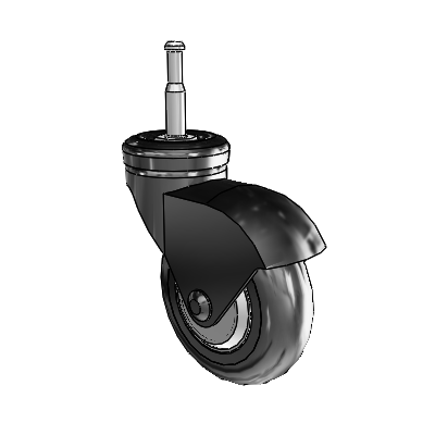 Omega Grip Neck Black Swivel Caster with 3 x .9375 Black MonoTech Wheel