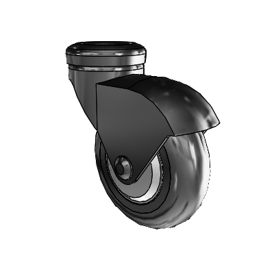 Roulette pivotante Omega Hollow Kingpin noire avec 3 roues MonoTech noires de 0,9375