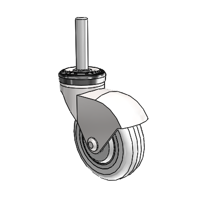 Omega Round Stem Bright Chrome Swivel Caster with 3 x .9375 Clear Vipor Wheel