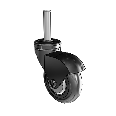 Omega Round Stem Black Swivel Caster with 3 x .9375 Black MonoTech Wheel