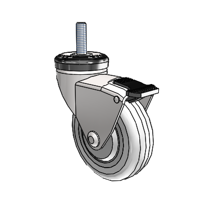 Omega Threaded Stem Bright Chrome Swivel Caster with 3 x .9375 Clear Vipor Wheel and Tread Lock Brake