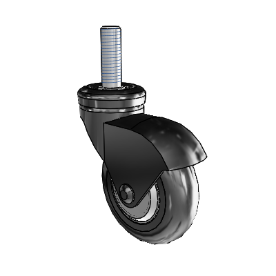 Omega Threaded Stem Black Swivel Caster with 3 x .9375 Black MonoTech Wheel