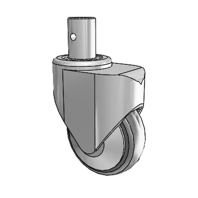 Primacy Cover Precision Medical Bed Stem White Thermoplastic Rubber Swivel Caster with 4 x 1.25 Thermoplastic Rubber Wheel and Central Locking - Free Swivel Brake