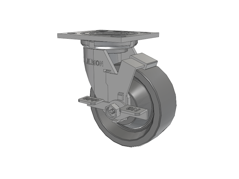 16 Series Top Plate Swivel Caster with 5 x 2 Grey Polyurethane XP - X-treme Plus Solid Polyurethane Wheel and Face Brake