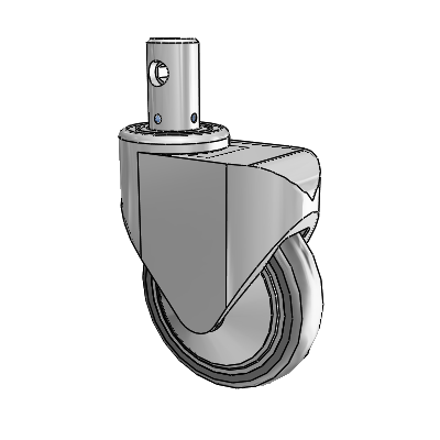 Primacy Cover Precision Medical Bed Stem White Thermoplastic Rubber Swivel Caster with 5 x 1.25 Thermoplastic Rubber Wheel and Central Locking - Total Lock Brake