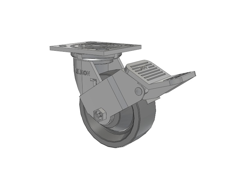 16 Series Top Plate Swivel Caster with 5 x 2 Grey Polyurethane XP - X-treme Plus Solid Polyurethane Wheel and Face Brake