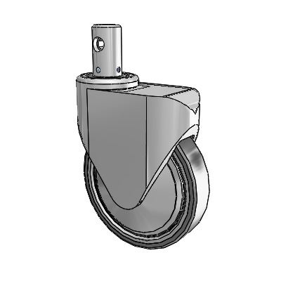 Primacy Cover Precision Medical Bed Stem White Thermoplastic Rubber Swivel Caster with 6 x 1.25 Thermoplastic Urethane Wheel and Central Locking - Total/Direction Lock Brake