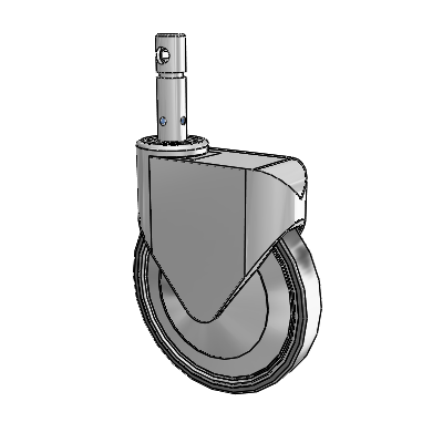 Primacy Cover Precision Medical Bed Stem White Thermoplastic Rubber Swivel Caster with 8 x 1.25 Thermoplastic Urethane Wheel and Central Locking - Total/Direction Lock Brake