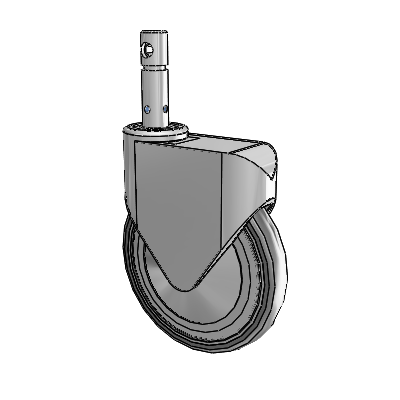 Primacy Cover Precision Medical Bed Stem White Thermoplastic Rubber Swivel Caster with 8 x 1.25 Thermoplastic Rubber Wheel and Central Locking - Total Lock Brake