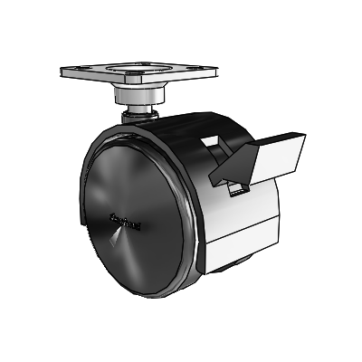 Pacer Top Plate Flat Black Swivel Caster with 1.9685 Nylon Wheel and Brake