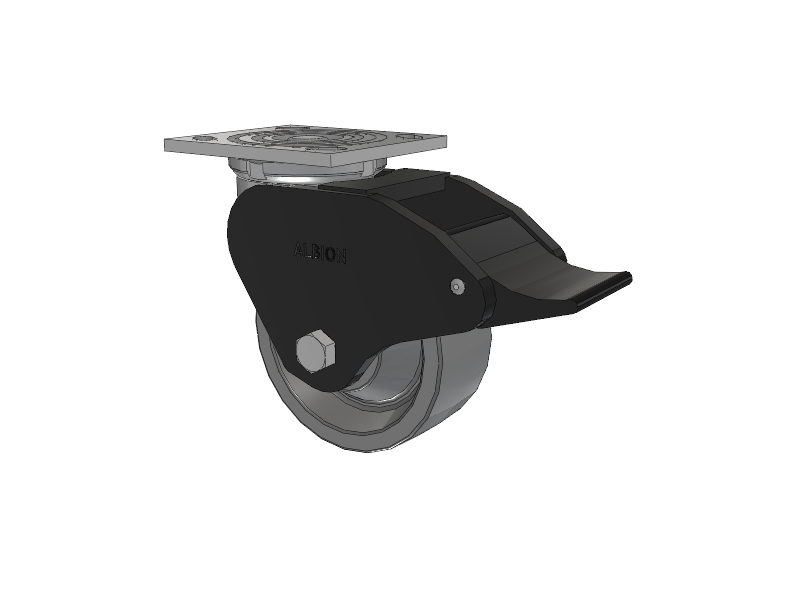 16 Series Top Plate Swivel Caster with 5 x 2 Grey Polyurethane XP - X-treme Plus Solid Polyurethane Wheel and Total Lock Brake
