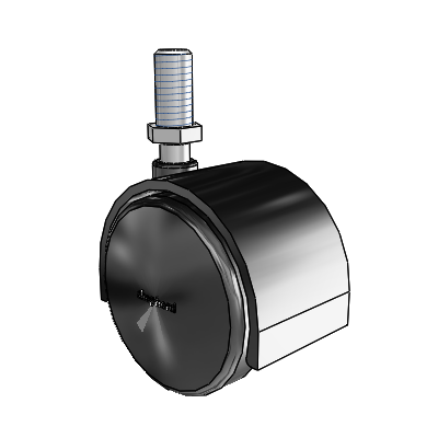 Pacer Threaded Stem Flat Black Swivel Caster with 1.9685 Nylon Wheel